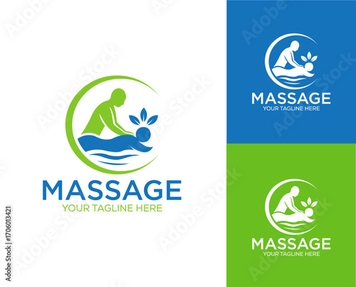 Human body massage spa center logo design