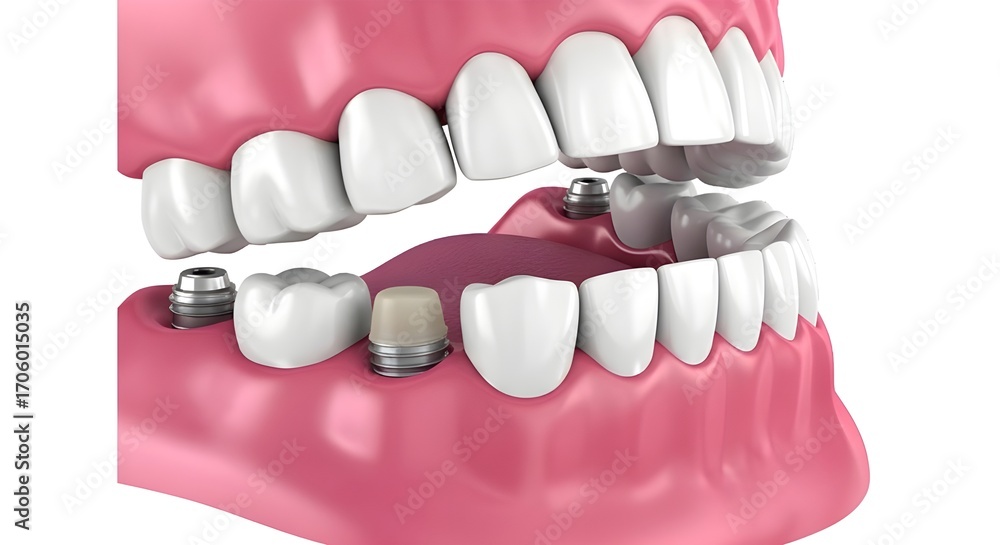 Fototapeta premium Dental Implant Model with Prosthetic Teeth