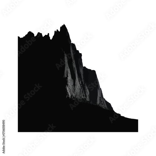Rocky Mountain Silhouette Illustration A Dramatic Cliffside Landscape View
