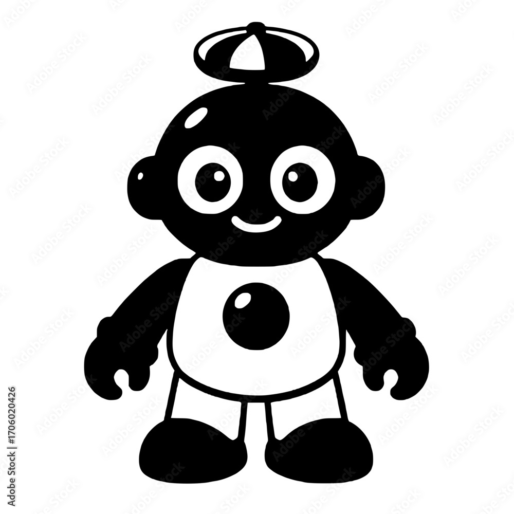 Naklejka premium black and white cartoon character