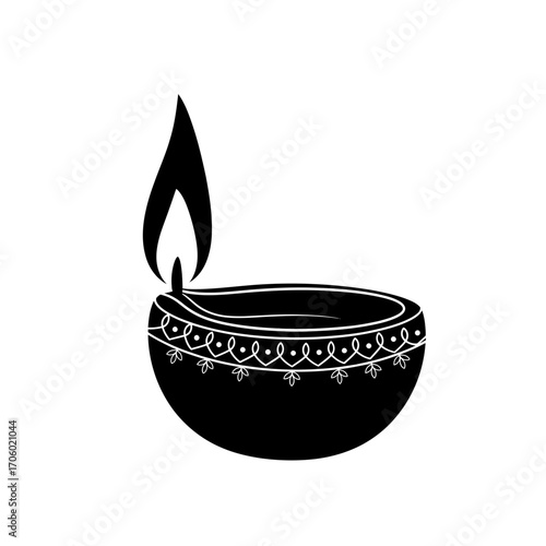 Vector art of elegant diwali lamp, a traditional symbol of the festival of lights, with intricate details and a warm, inviting glow