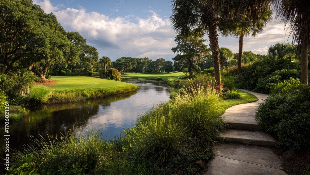 Fototapeta premium Tranquil golf course scenery
