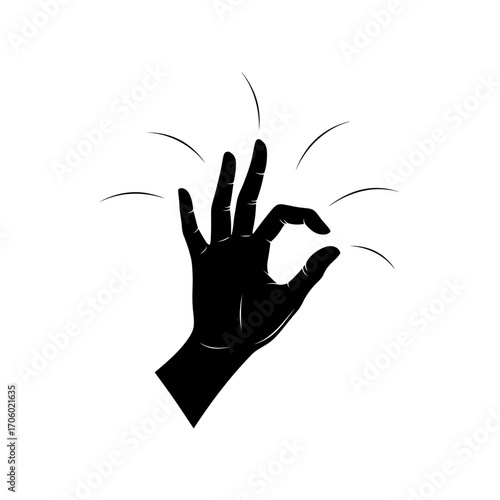 Vector art of silhouette of a hand making an okay gesture with fingers, radiating confidence and approval