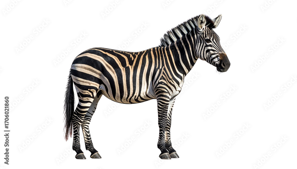 Obraz premium Zebra PNG, African Animal, Transparent Background, Striped Horse, Wildlife Illustration, Wild Zebra, Safari Animal, Black and White Zebra, Jungle Mammal