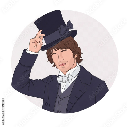 Mr. Darcy in Classic Regency Suit Minimalist Flat Vector Style