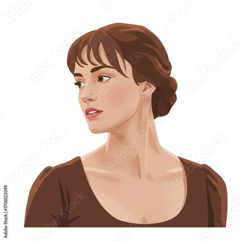 Pride and Prejudice Elizabeth Bennet Character Vector Illustration