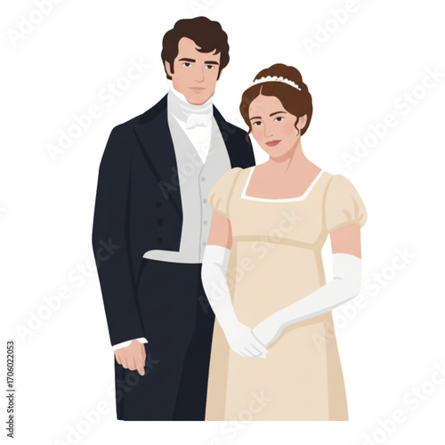 Elizabeth Bennet and Mr. Darcy Countryside Encounter Artwork