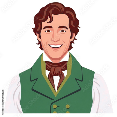 Pride and Prejudice Mr. Bingley Character Vector Illustration