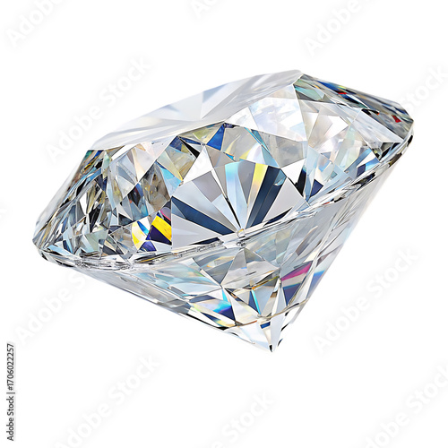 Bilde på lerret A brilliant cut diamond gemstone sparkles with crisp reflections isolated on a plain transparent background for jewelry marketing