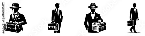 Modern Minimalist Man Holding Duffel Bag Half-Body Icon, Flat Silhouette of a Travel Figure Vector for Adventure Illustration Design