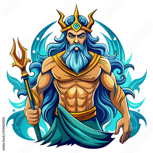 Poseidon real,white background