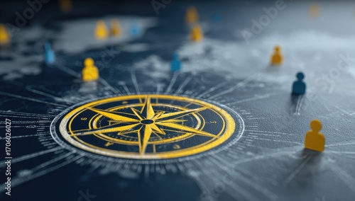 Wallpaper Mural Global network concept, compass in center Torontodigital.ca