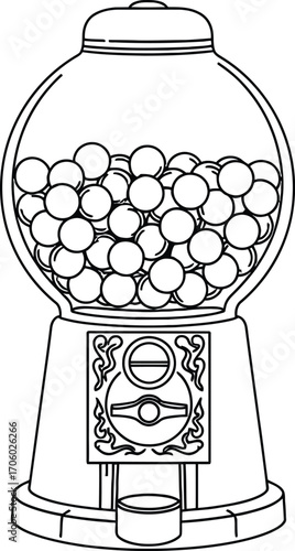 Gumball machine outline vector illustration candy dispenser
