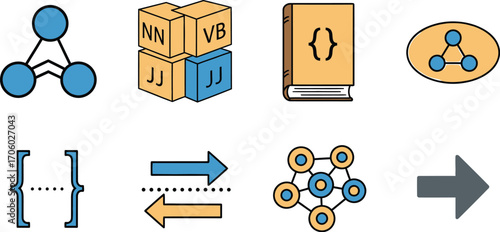 Programming concept illustration with data structure icons