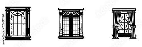 Modern Minimalist Window Icon, Flat Silhouette of a House Window Vector for Architecture and Home Illustration Design