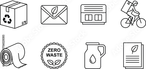 Eco friendly delivery and zero waste packaging vector illustration