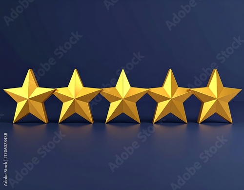 Five golden stars on navy background
