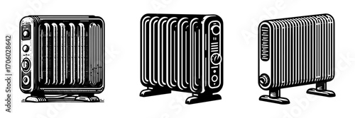 Modern Minimalist Heater Icon, Flat Silhouette of a Home Appliance Vector for Interior and Home Illustration Design