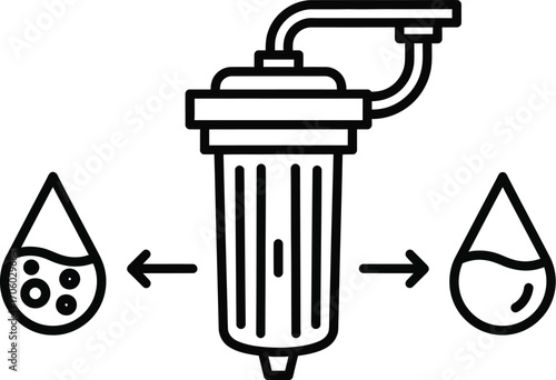 Water filter system diagram for purification and filtration use