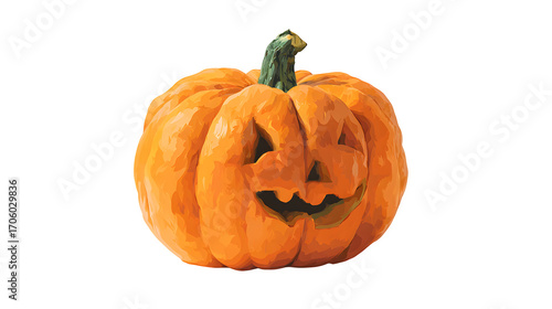 Jack-o-lantern pumpkin illustration in AI style, isolated on white background