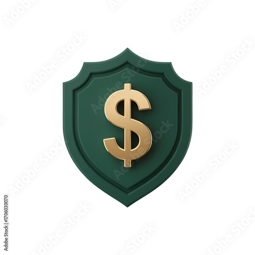 Free Download Dollar sign on dark green shield symbolizing financial security  
 - GFXLoad