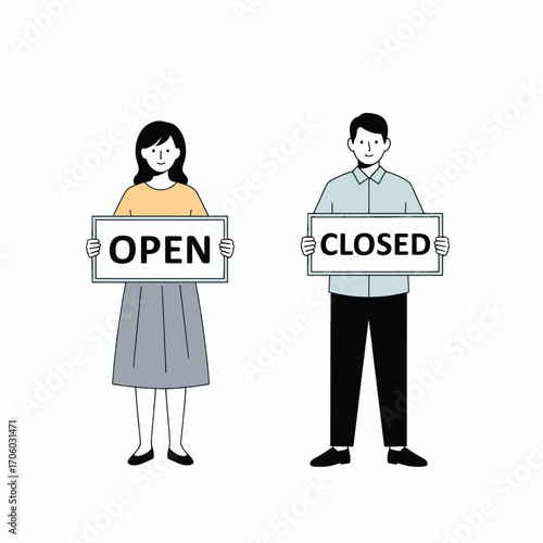 Open and Closed Messages in Minimalist Illustration Style