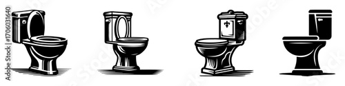 Modern Minimalist Toilet Icon, Flat Silhouette of a Bathroom Fixture Vector for Interior and Home Illustration Design