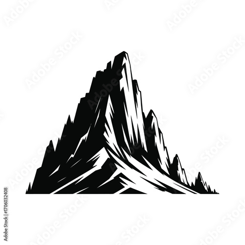 Sharp Mountain Ridge Silhouette Illustration with Rocky Outcrops and Dramatic Landscape