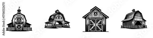 Modern Minimalist Barn Frame Icon, Flat Silhouette of a Rustic Structure Vector for Farm Illustration Design