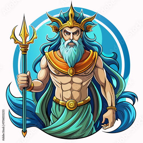 Poseidon real,white background