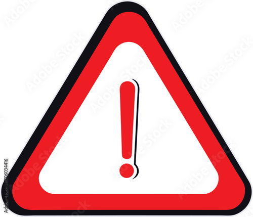 Bright red warning exclamation mark symbol triangle alert hazard safety icon graphic