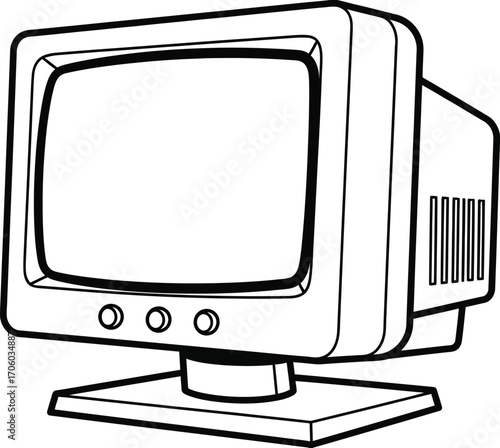 Old computer monitor vector illustration cga vga crt display