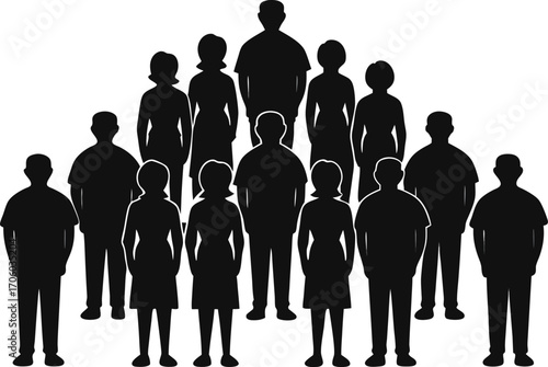 Group of people silhouettes in a pyramid formation