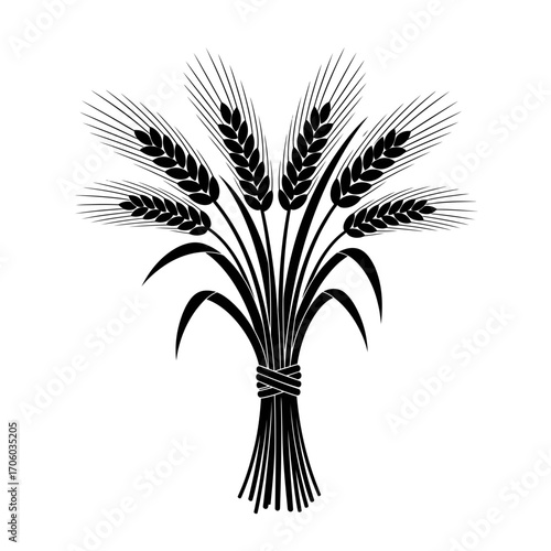 Illustration of a wheat sheaf, a symbol of harvest, abundance, and agricultural prosperity in a minimalist style