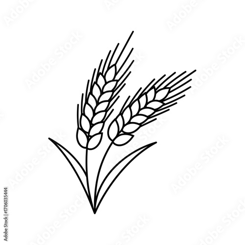 Vector art of two wheat ears, representing abundance and prosperity, in a clean and simple black and white vector design
