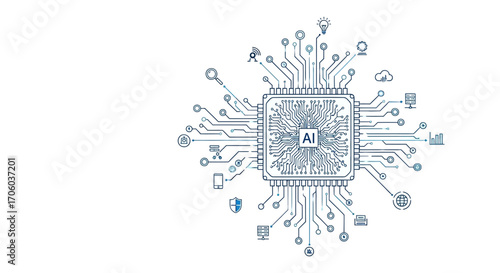 AI Chip's Electronic Circuitry A Visual Representation of Artificial Intelligence and Technological Advancements