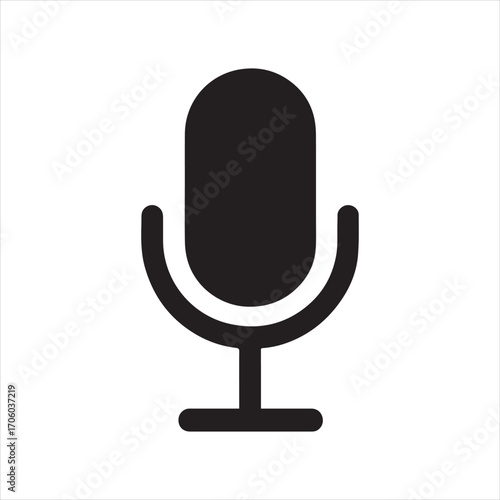 Microphone: A clean and minimalist icon of a microphone, symbolizing communication, recording, or audio broadcasting. The black and white contrasts offer visual clarity and versatility.