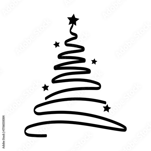 Christmas tree. Continuous one line drawing. Vector illustration Editable stroke