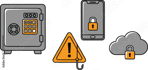 Cyber security data protection safe cloud phishing phone alert