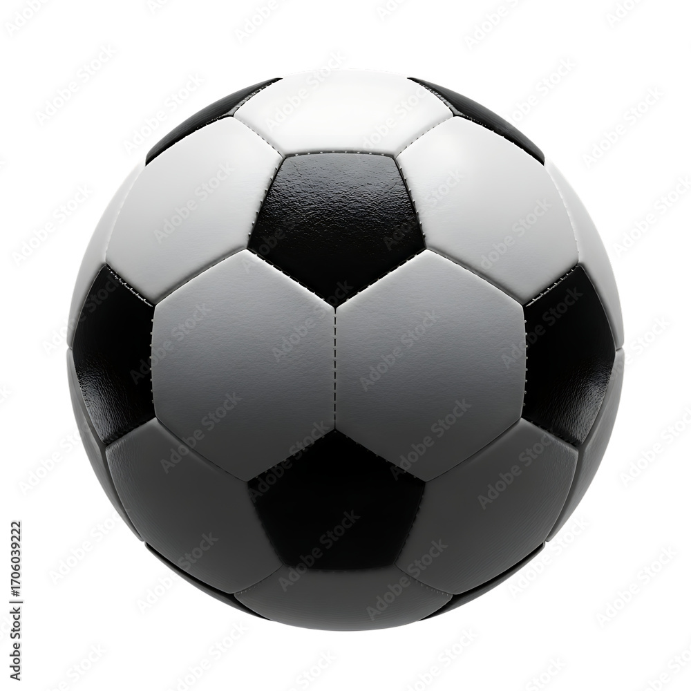 Obraz premium A classic black and white soccer ball isolated on transparent background, ready for the game