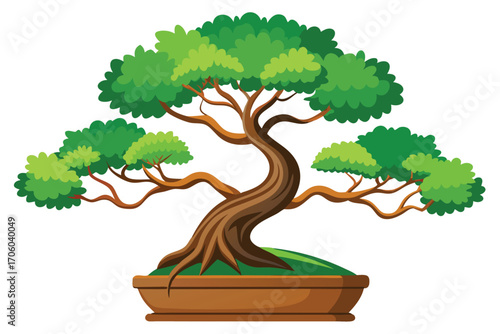Artistic Bonsai Tree Illustration A Symbol of Harmony and Tranquility in Japanese Culture and Miniature Gardening