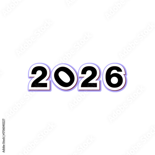 2026, New Year Logo with black background. 