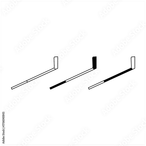 A clean, graphic illustration of three hockey sticks in various positions, showcasing the effect of shadows cast on a flat surface.