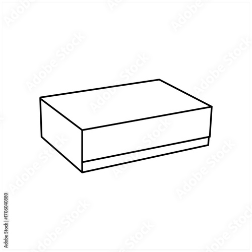 Clean line drawing of a rectangular box, perfect for showcasing product packaging, illustration, or design elements.