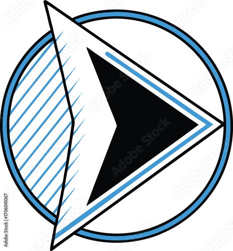 Blue gradient play button icon for media playback and advertising isolated on white background isolated on transparent background