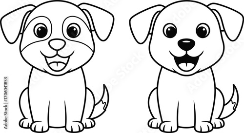 Cute cartoon puppy dog drawing illustration for kids coloring