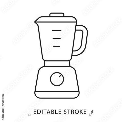 A blender icon in minimalist style with editable stroke. Kitchen appliance symbol, food preparation element, household object, smoothie concept, drink pictogram, mixing design