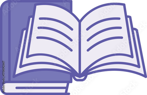 Colored Books Icon. Vector Illustration. Open Book and Closed Book. Printed Publications with Text Information. Teacher Concept