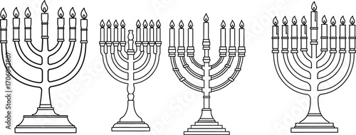 Hanukkah menorah illustration vector jewish holiday celebration