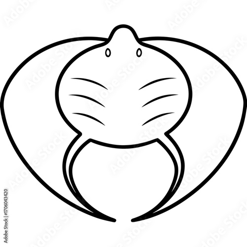 Stylized outline of a manta ray swimming in the ocean silhouette